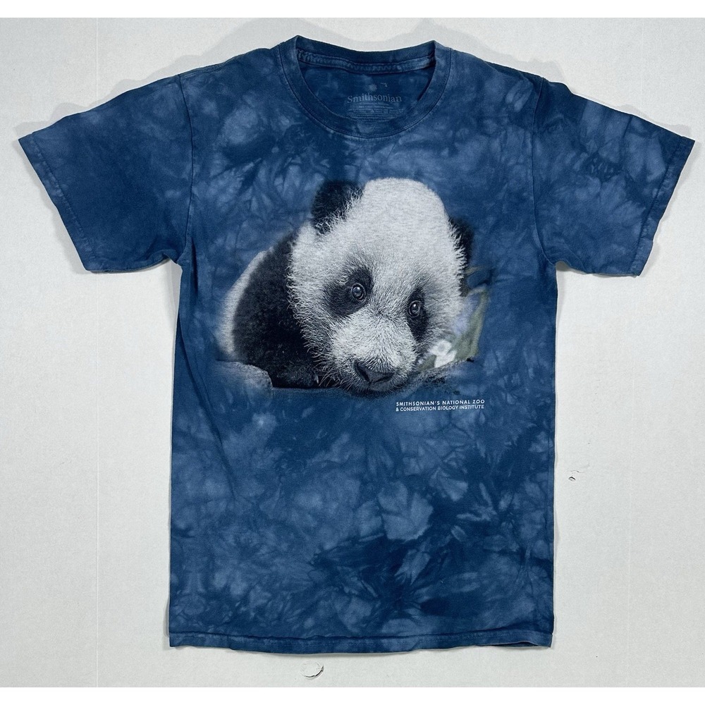 Smithsonian Panda T-Shirt Mens S‎ Blue Tie Dye Giant Panda Zoo Graphic Tee